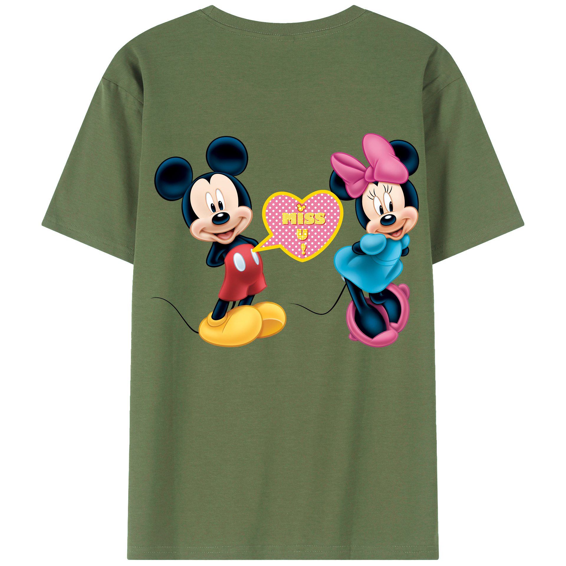 （画像用） ミッキーマウス Mickey Mouse 綿100％ メンズ半袖Tシャツ（バックプリント） 通気性